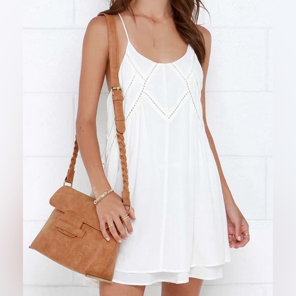 Lulus Easy Honey Ivory Slip Sun Dress Relaxed & Flowy Boho Farmhouse - Medium - Picture 8 of 9